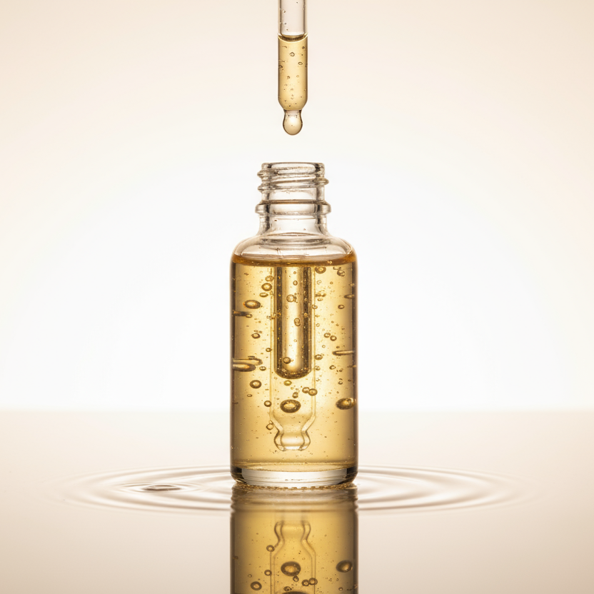 serum liquid in clean white beige backround